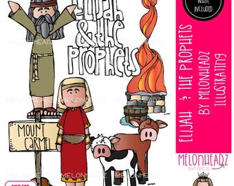 Elijah and the Prophets clip art, Bible Mini