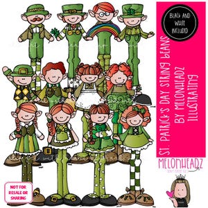 St. Patricks day clip art, String Beans clip art, leprechaun clip art Combo Pack