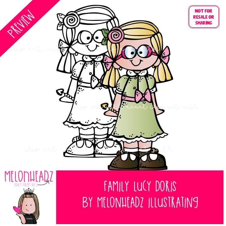 Family Clip Art, Lucy Doris, Melonheadz Characters COMBO PACK - Etsy