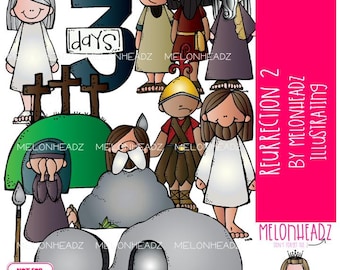 Resurrection clip art 2, Bible, Jesus COLORED Version (digital download)