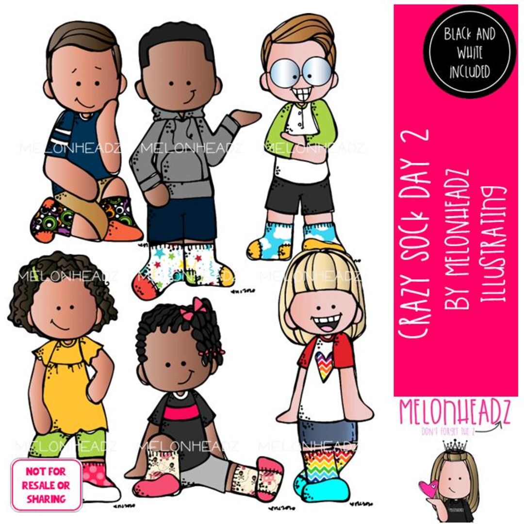 Conjunto de 2 imágenes prediseñadas del Día del Calcetín Loco, Imágenes  prediseñadas de Espíritu Escolar Mini - Etsy México, image size:1080x1080