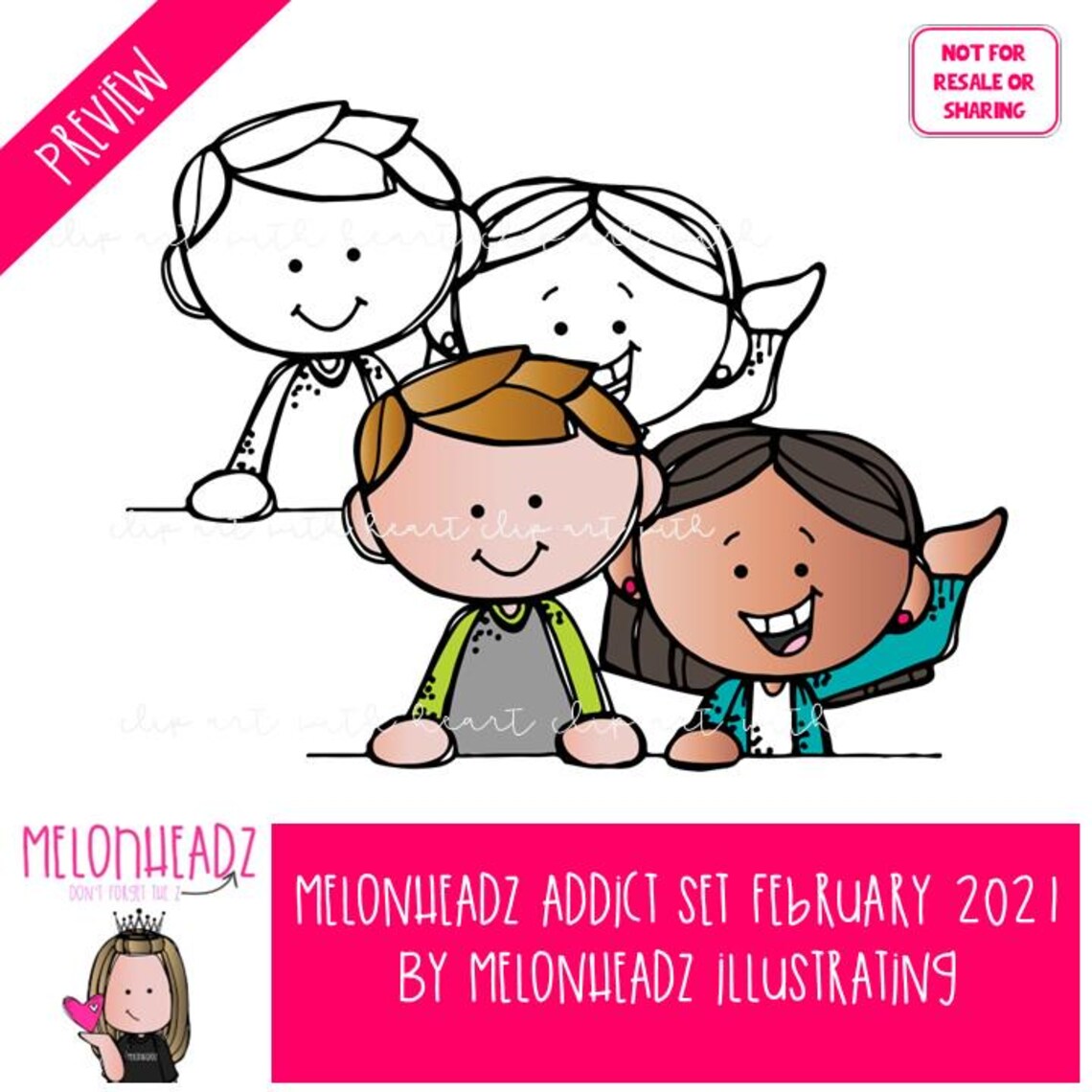 Melonheadz Addicts Clip Art - February Set 2021 - Mini - Etsy