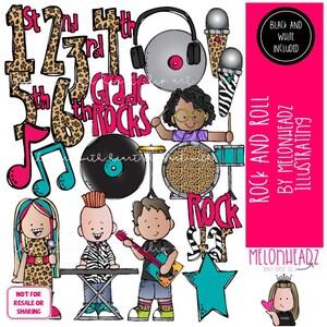 Rock n Roll Clip Art 2025, Rockstar Clip Art COMBO PACK