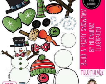 Build a frosty snowman clip art, Winter, Christmas COMBO PACK