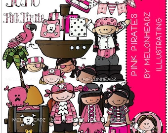 Pink Pirates clip art - Combo Pack