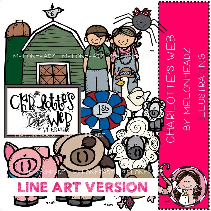 Charlotte's Web Clip Art LINE ART - Etsy