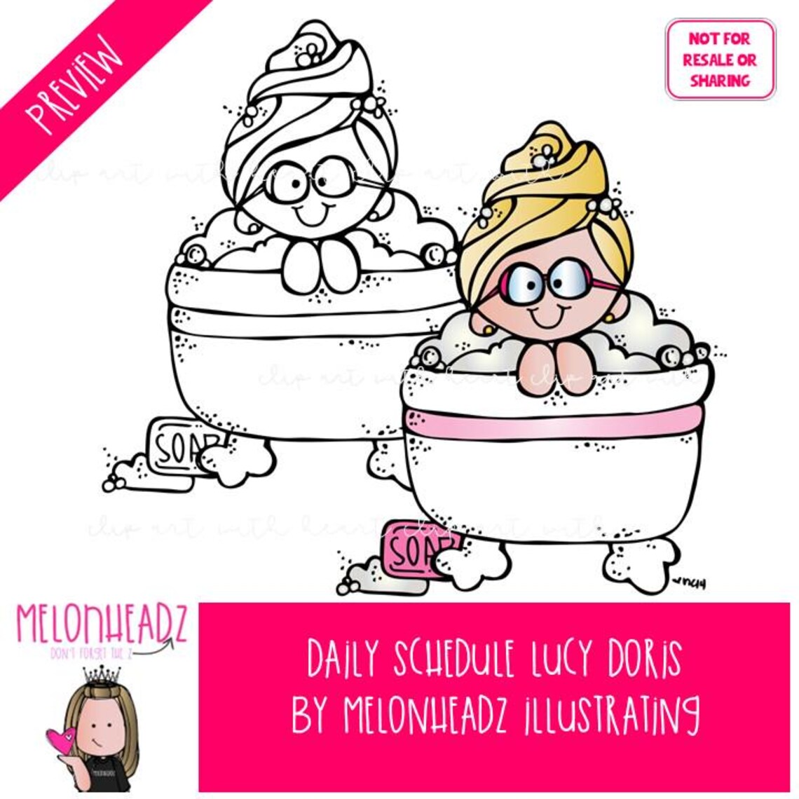 Daily Schedule Clip Art, Lucy Doris, Melonheadz Character COMBO PACK - Etsy