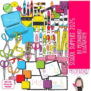 School Supplies clip art Office Supplies clip art COLORED Version