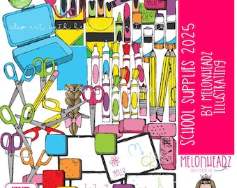 School Supplies clip art Office Supplies clip art COLORED Version