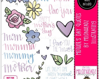 Mothers Day Quotes clip art digi stamp Mini