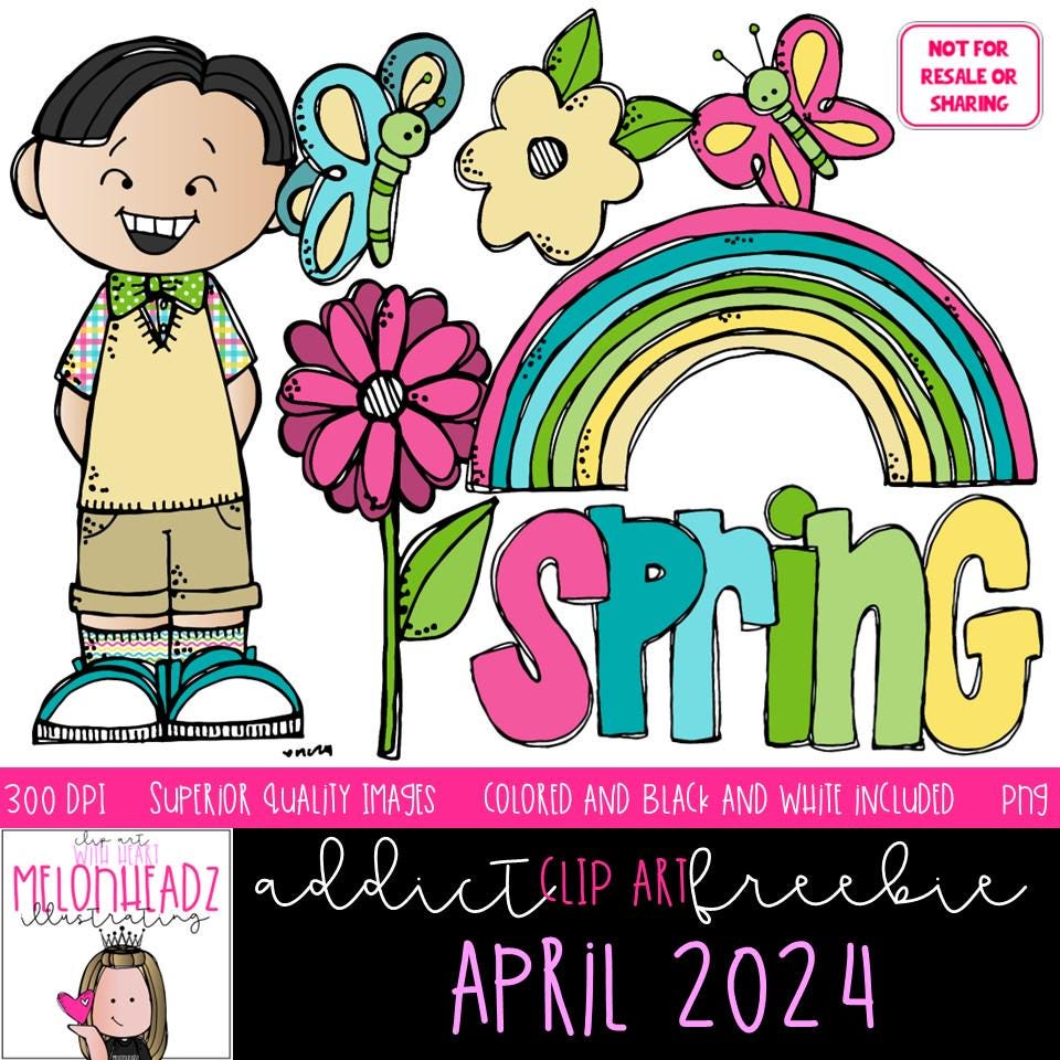 Melonheadz Addict Clip Art Digi Stamp April Set 2025 Mini - Etsy