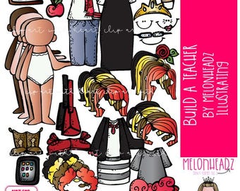 Build a Teacher clip art, Me, digital paper doll COLORED Version