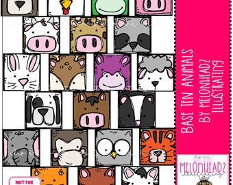 Base Ten Animals Math clip art digi stamps COLORED Version