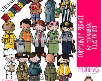 Community Helpers clip art, career, worker COLORED Version