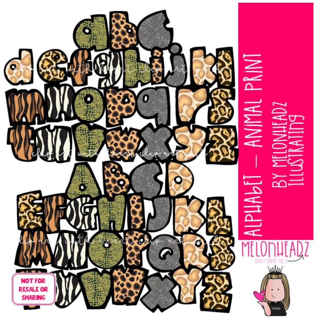 Animal Print Alphabet Clip Art Letters Clip Art, Abcs Clip Art COLORED ...
