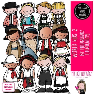 Images clipart enfants du monde, partie 2, ensemble d'images cliparts autour du monde