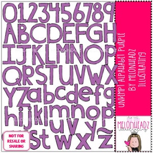 Unkempt Alphabet clip art PURPLE