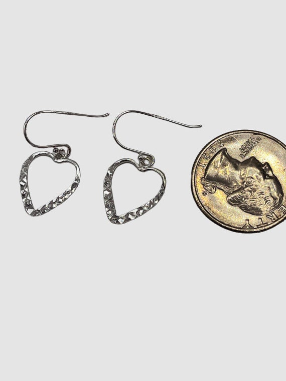 Vintage Sterling Silver Heart Earrings, Dangle Ea… - image 3