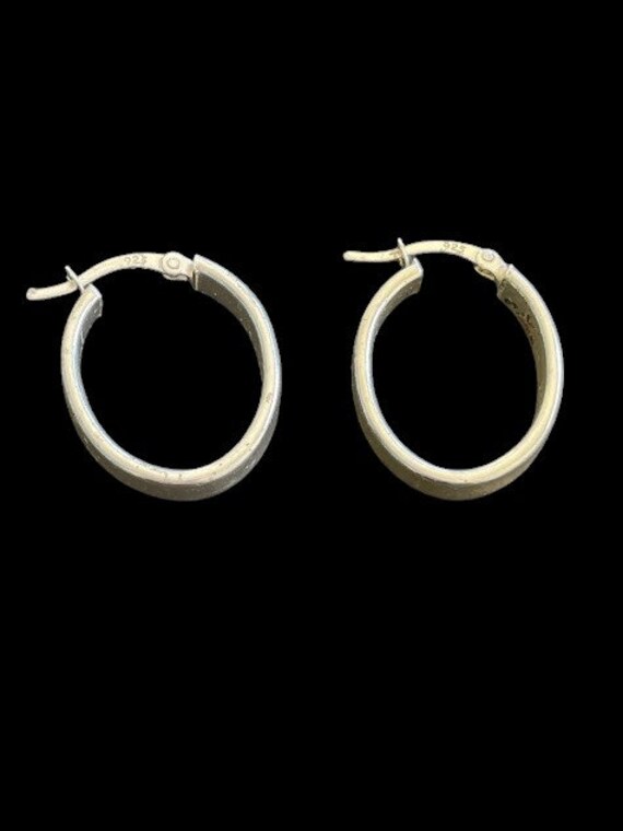 Chunky Oval 925 Sterling Silver Hoop Earrings Ret… - image 3