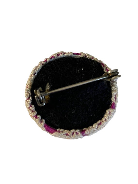 Vintage Needlework Floral Brooch Pin Handmade, Co… - image 5