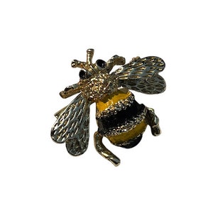 Vintage Signed Gerry's Bumblebee Yellow Black Enamel Gold Tone Brooch Figural Pin, Insect Brooch , Scatter Pin