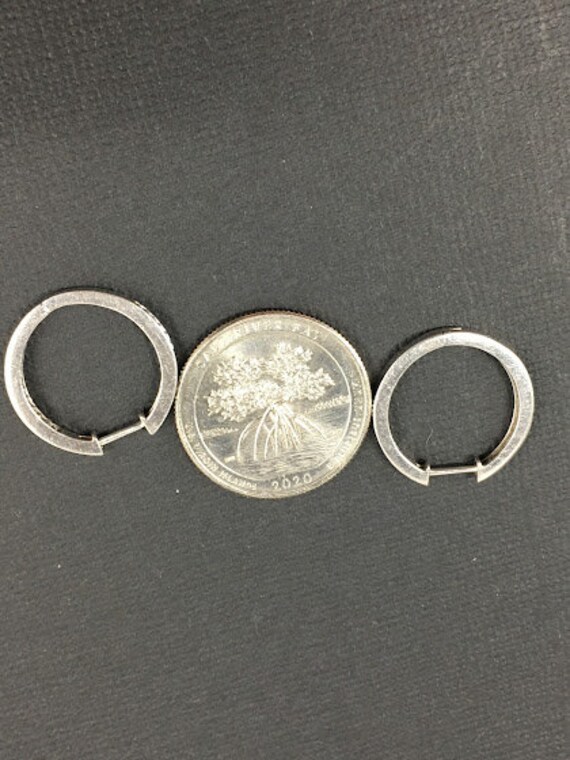 CZ Hoop Earrings 925 Sterling Silver Vintage Clas… - image 4