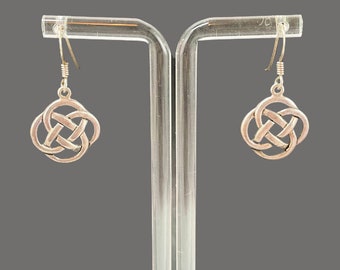 Vintage Celtic Knot Sterling Silver Earrings Dangle Drop Engagement Retro Signed SG 925  Prepcore Irish Knot Love Knot 925 Sterling Silver