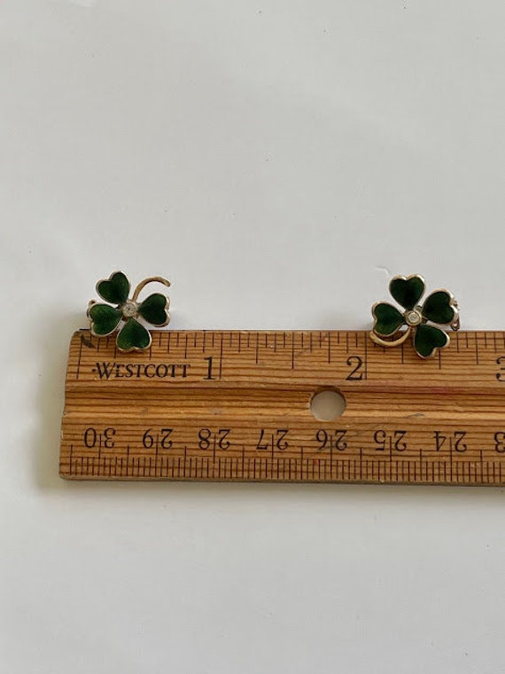 Vintage Green Enamel Shamrock Scatter Pins Set Go… - image 5