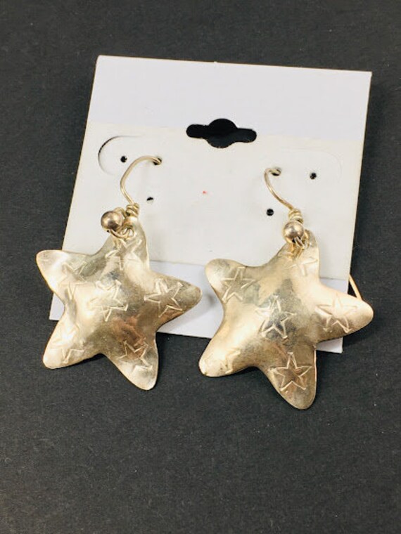 Sterling Silver Star Earrings, Sterling Silver Ha… - image 2