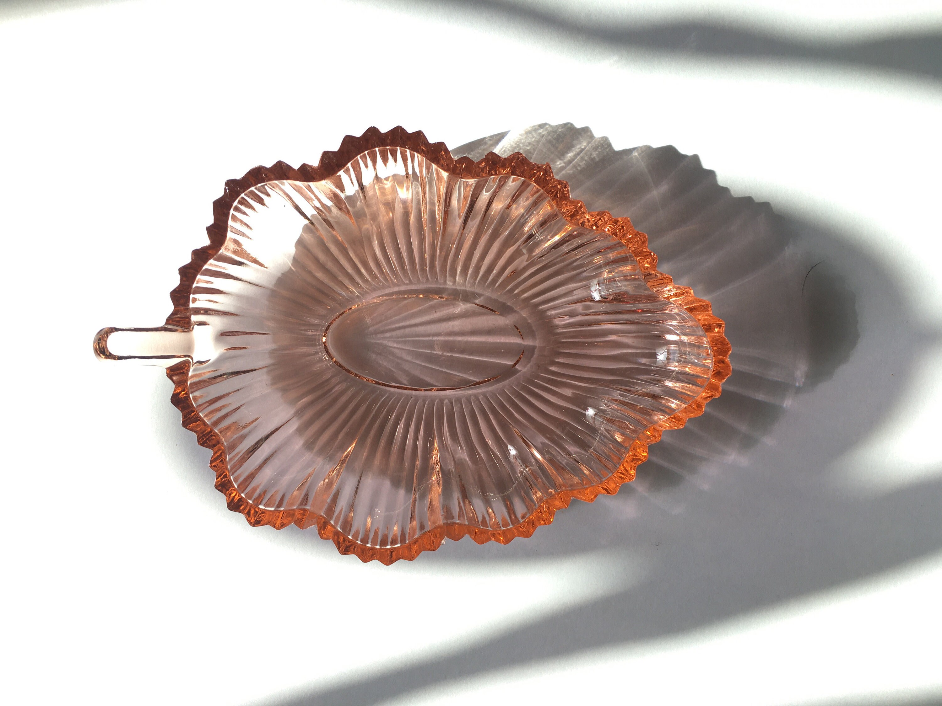Pink Depression Glass Leaf Dish Candy Dish Small Pink Dish Etsy