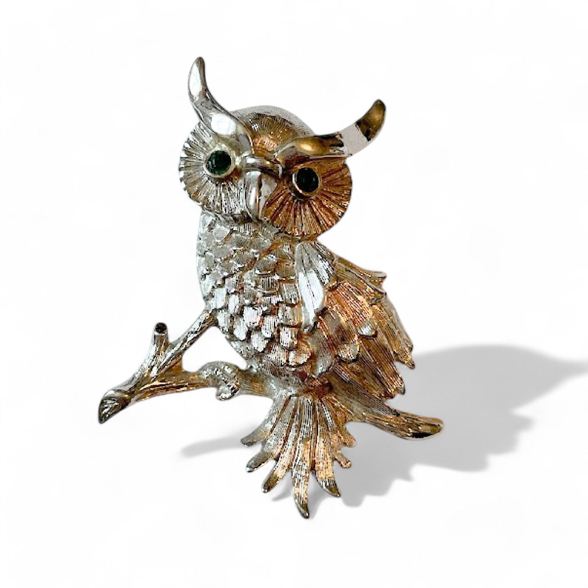 Broche Chouette/hibou Argenté Avec Strass - Petite Taille, Métal Argenté Et Cristaux, Neuve Sans Emballage