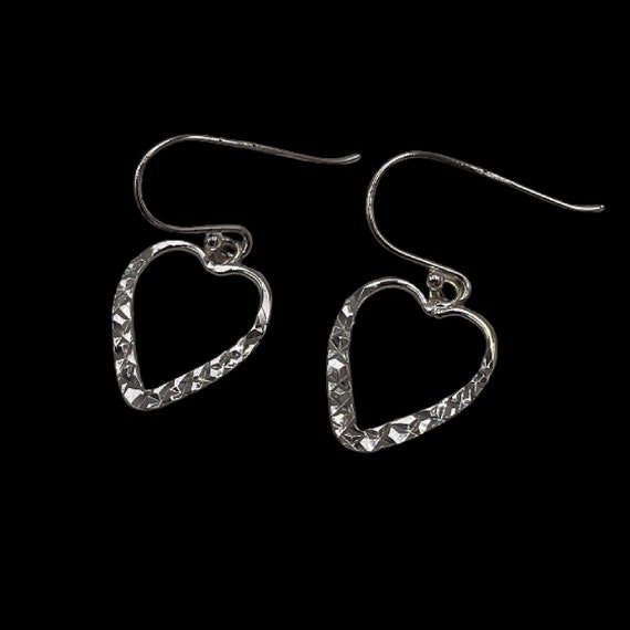 Vintage Sterling Silver Heart Earrings, Dangle Ea… - image 4