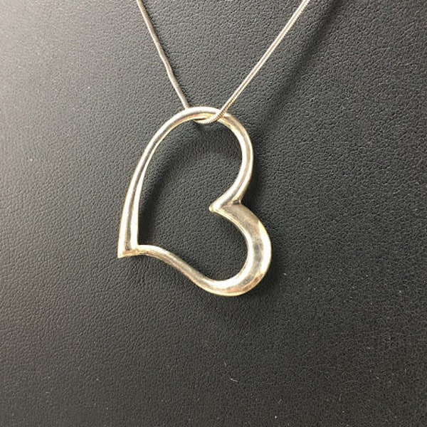 Designer Lee Angel Sterling Silver Snake Chain with Open Heart Pendant 925 Sterling Silver