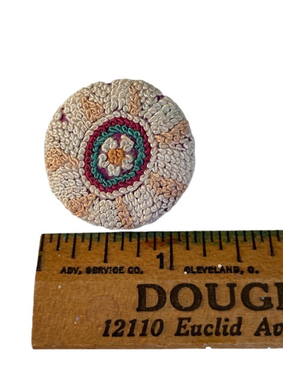 Vintage Needlework Floral Brooch Pin Handmade, Co… - image 4