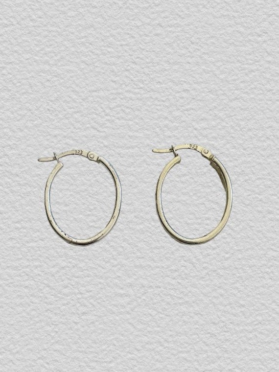 Chunky Oval 925 Sterling Silver Hoop Earrings Ret… - image 7