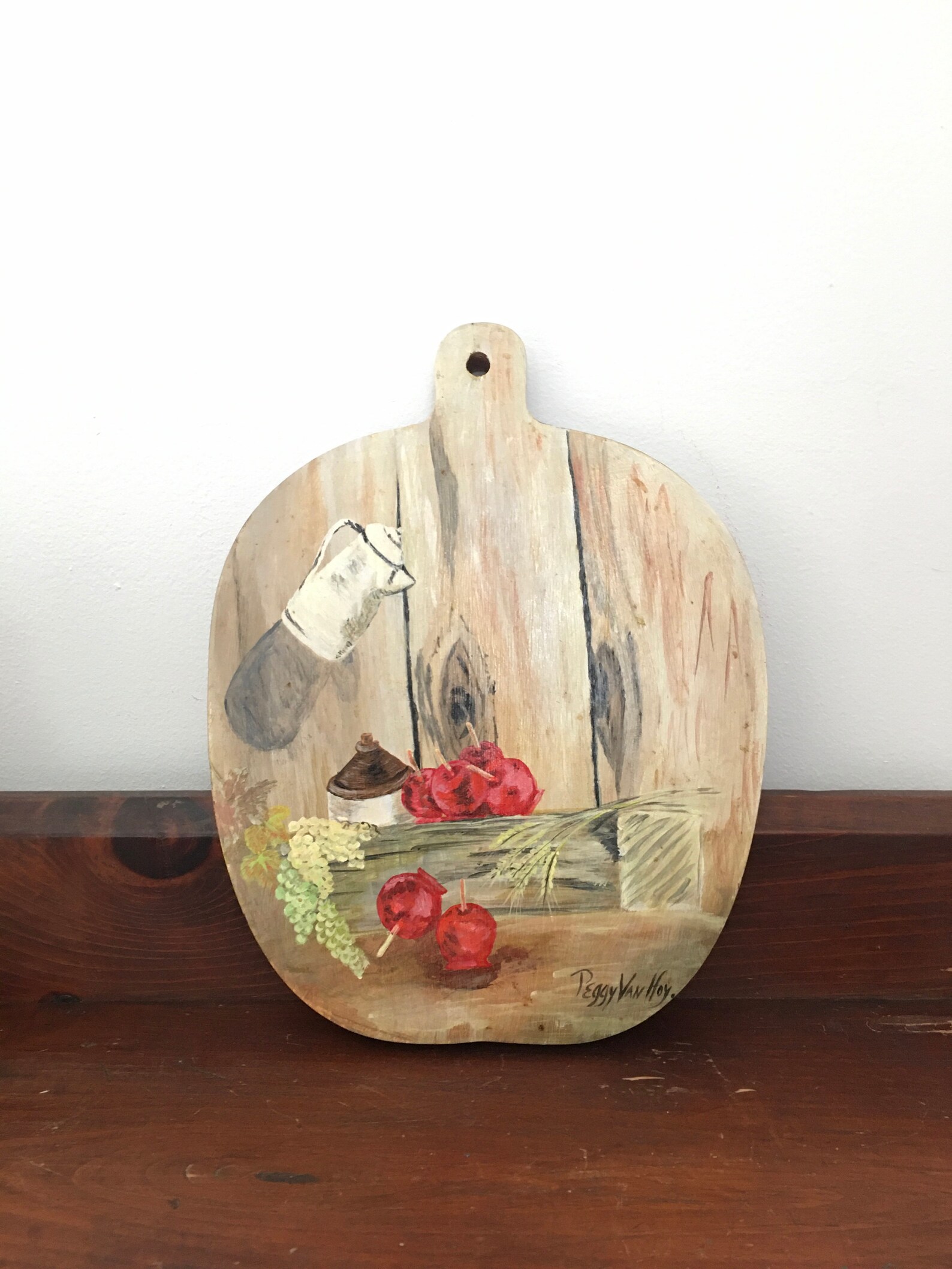 Vintage Wooden Cutting Board with Hand Painted Kitchen Etsy