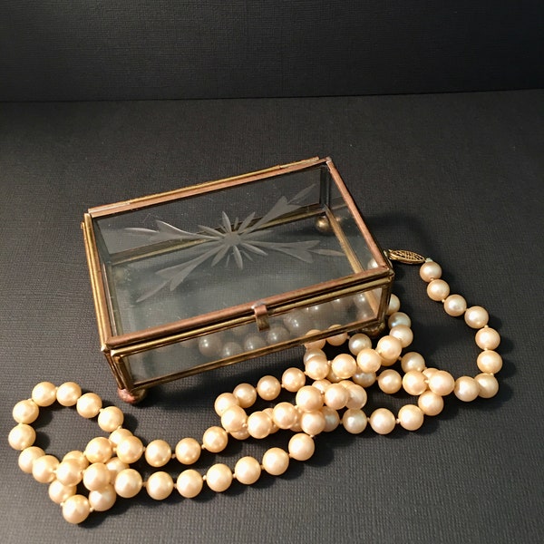 Etched Glass Jewelry Display Box, Glass Jewelry Box Glass Lid, Jewelry Casket, Keepsake Box, Memory Box, Trinket Box, Stash Box