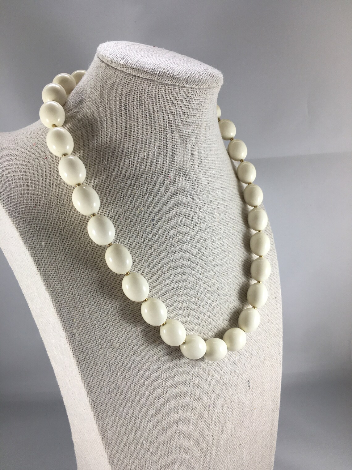 Vintage Acrylic off White Bead Necklace With Gold Spacer Beads - Etsy ...