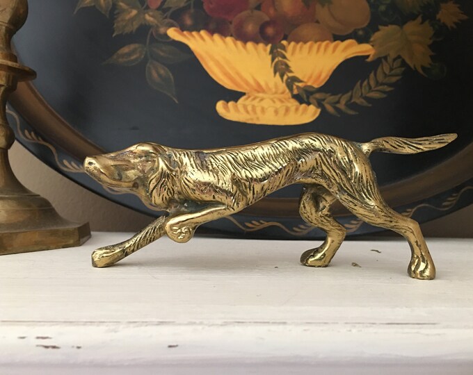 Vintage Brass Dog Figurine Hound Dog Hunting Dog 1970s Dog Etsy