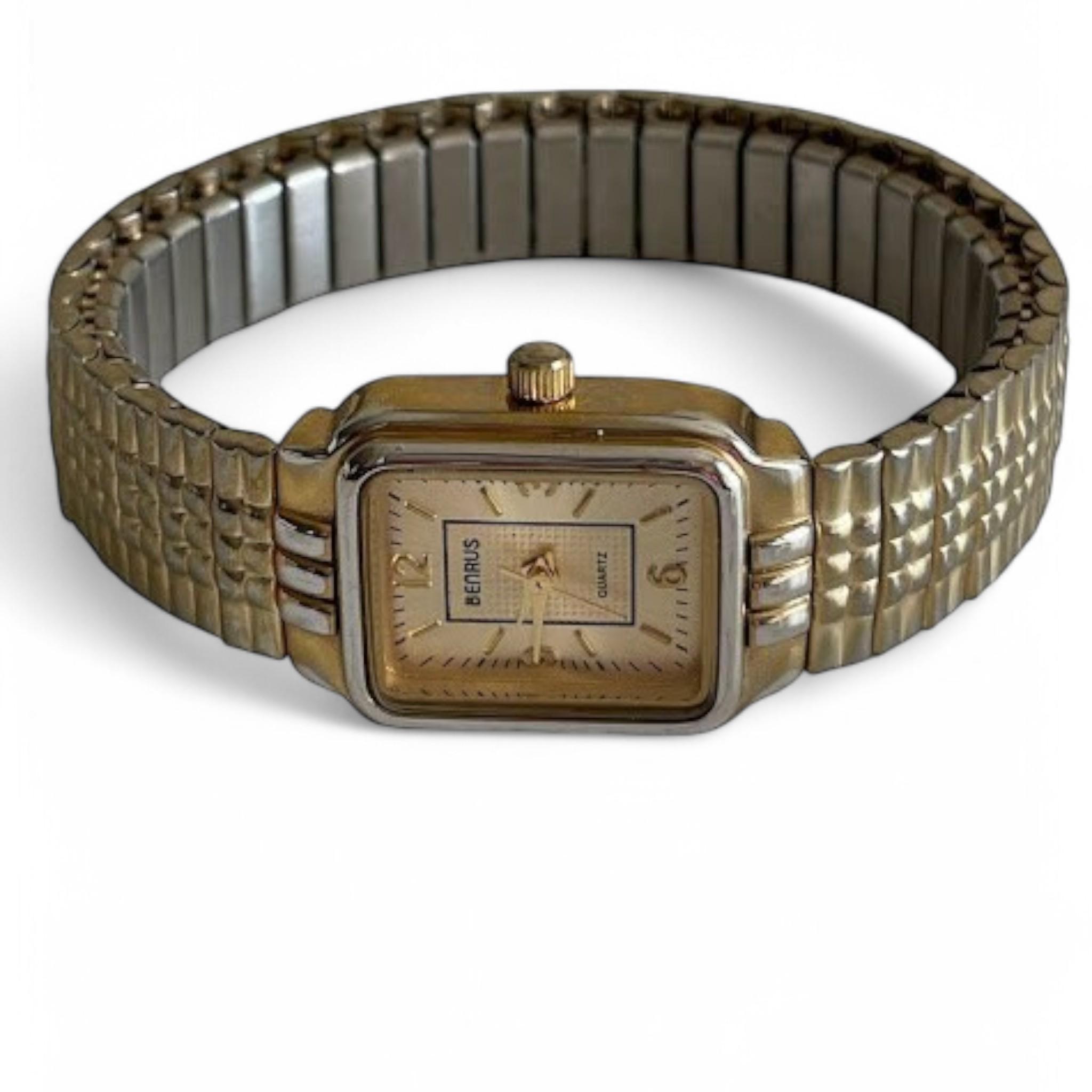 Benrus Gold-Tone Women\'s Bracelet Watch with Swarovski crystals Benrus Diamond Watch - Etsy main image 4