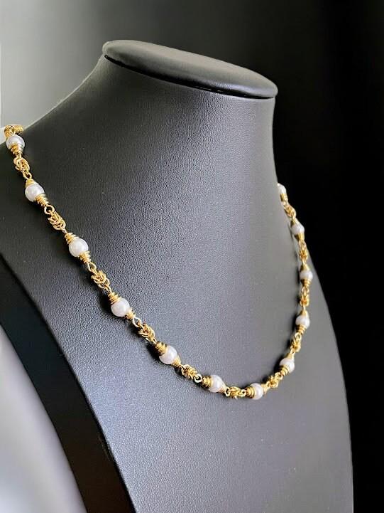 B.C. Lind 14K GE Faux Pearl Necklace 18 Inch, Signed, Bridal
