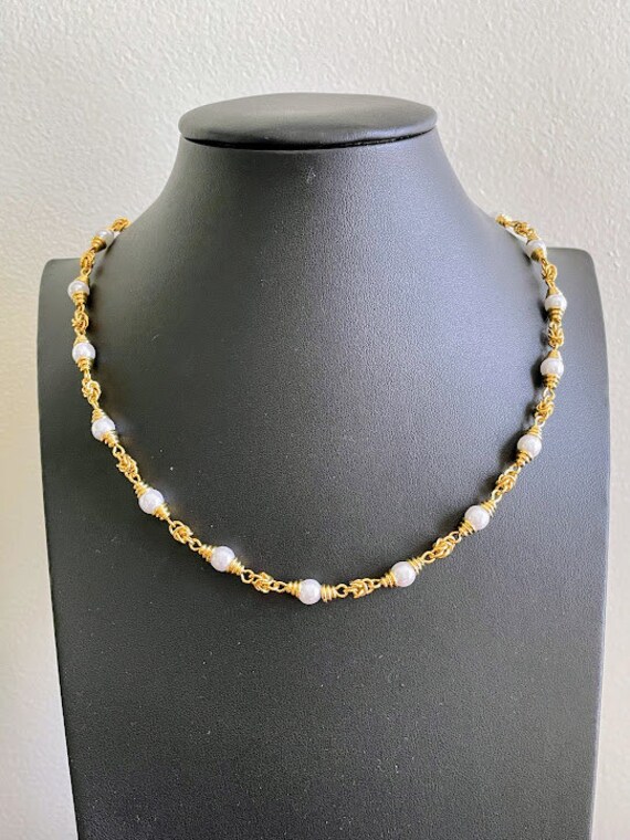 B.C. Lind 14K GE Faux Pearl Necklace 18 Inch, Sig… - image 5