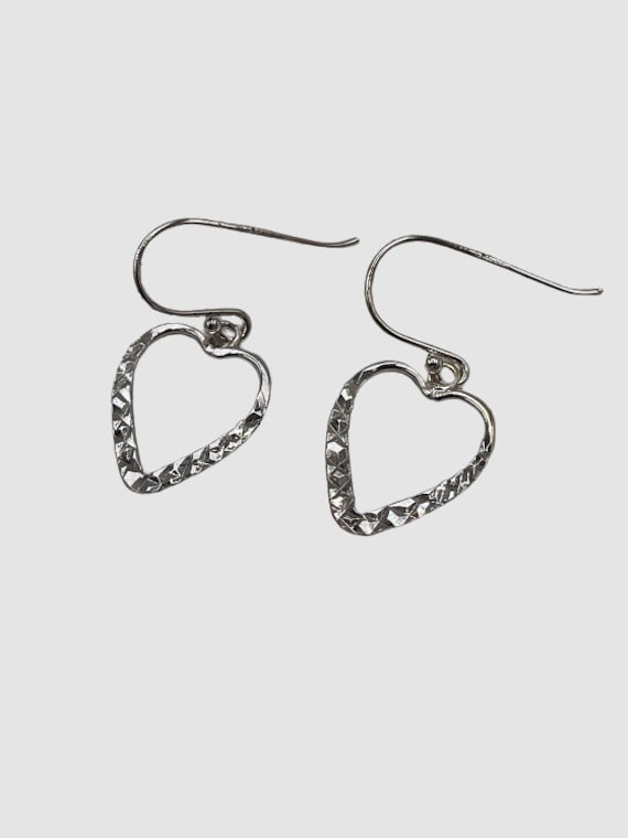 Vintage Sterling Silver Heart Earrings, Dangle Ea… - image 2