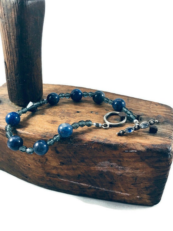 Vintage Artisan Sterling Silver Dark Blue Sodalite