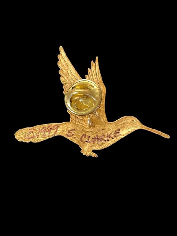 Vintage Artisan Hummingbird Pin Signed S.Clarke H… - image 3