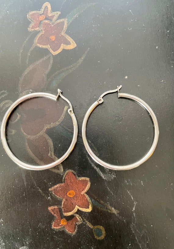 Vintage Sterling Silver Hoop Earrings Classic Hoop 925 Silver