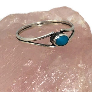 Sterling Silver Turquoise Slim Stacking Ring Size 8 Stackable Band Gemstone Blue