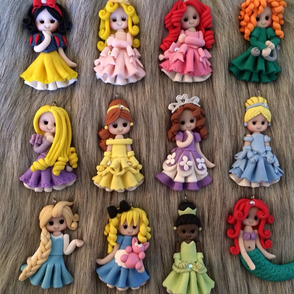 Set of princess look clay - pendant- scrapbooking- polymer clay- princesses clay- bow embellishment