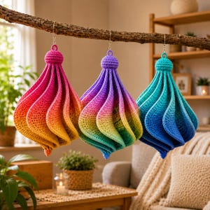 Häkelanleitung für einen Regenbogen-Windspinner (PDF), hängende Spiral-Häkeldekoration, farbenfrohe Häkelanleitung für einen Windspinner (Video-Tutorial + PDF)