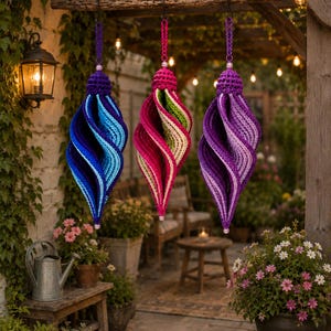 Häkelanleitung für eine spiralförmige Hängedekoration (PDF), Häkelanleitung für ein gedrehtes Ornament, Boho-Wohndeko, Windspiel (Video-Tutorial + PDF)